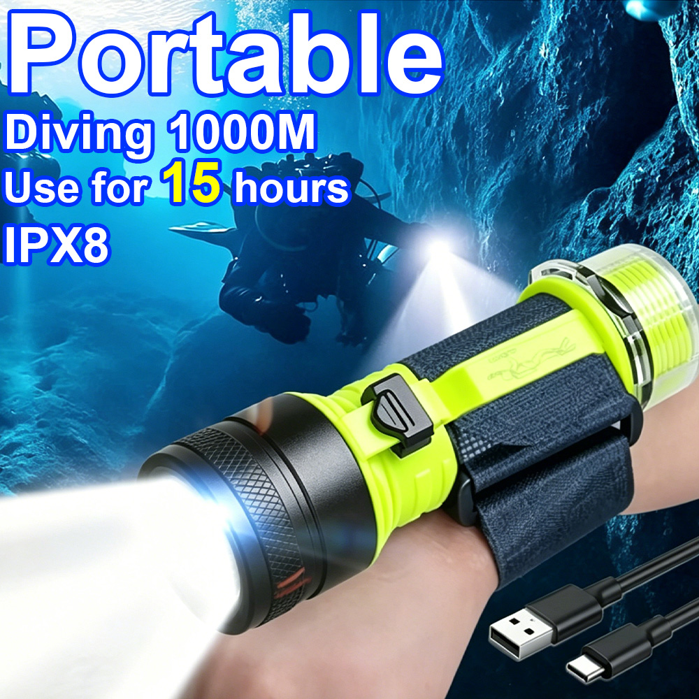 Underwater Flashlight - Nuova Torcia Subacquea LED Professionale Portatile,
